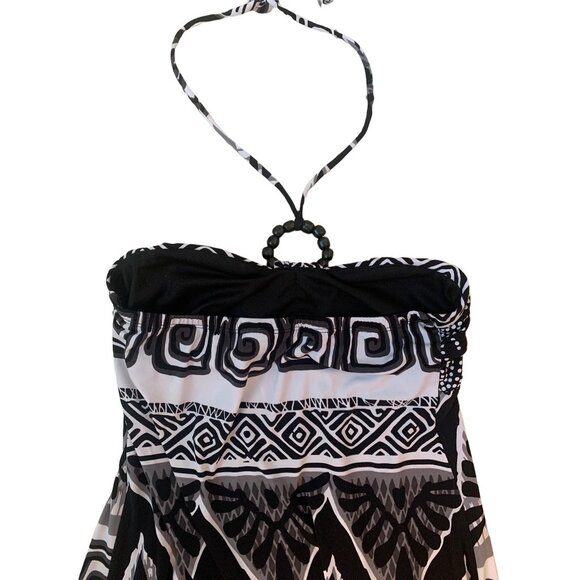 Carole Little Womens Halter Dress Size 8 Black Abstract Maxi Boho - Picture 6 of 7